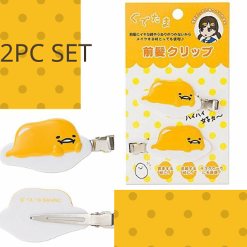 Cute Kawaii SANRIO Gudetama Hair Clip Bangs Clip Set 2PC Set Relief Design Japan Original