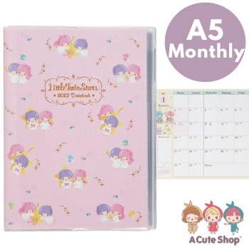 2022 - 2023 Little Twin Stars A5 Monthly Planner Schedule Book Datebook Pink Sanrio Japan