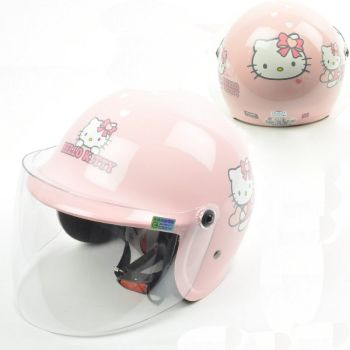 Hello Kitty Kid 3/4 Motorcycle Helmet Heart Glitter Pink Sanrio