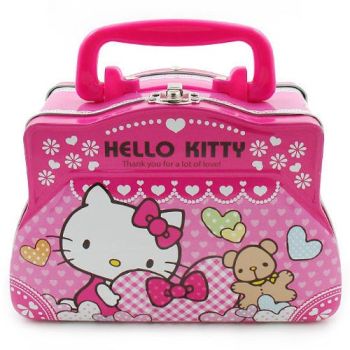 Hello Kitty Metal Tin Accessory Toy Case Heart Red Sanrio