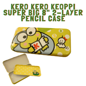 Kero Kero Keroppi Tin Pencil Box Pen Case Storage Organization 2-Layer BIG 8