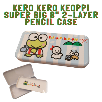 Kero Kero Keroppi Tin Pencil Box Pen Case Storage Organization 2-Layer BIG 8