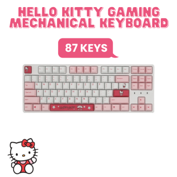 Hello Kitty Gaming Mechanical Keyboard 104 Keys Wired Keyboard w/ Type C USB Charging Port PINK or BLACK 