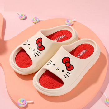 Hello Kitty Women Girls Slippers Shower Slippers Bathroom Sandals Comfy Thick Sole Flip Flop White