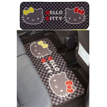 Hello Kitty Car Auto Rear Floor Carpet Mat Passenger Seats Check Pattern Plaid SANRIO Japan New