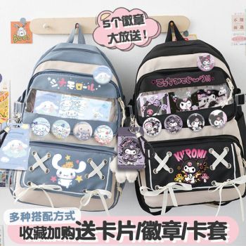 My Melody Kuromi Hello Kitty Cinnamoroll Backpack Student Schoolbag Shoulders Bag