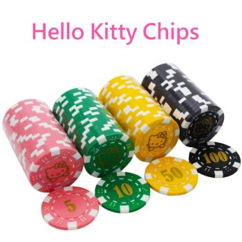 Sanrio Hello Kitty Face Gaming Poker Chips Coins w/ Storage Box Set Travel Dorm 