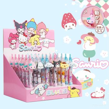 Sanrio My Melody Kuromi Pompom Purin Pochacco Cinnamoroll Quick-Dry Gel Pen Charm 6PC Set Black Ink 0.5MM