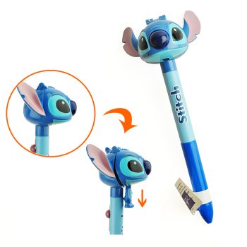 HK DisneyLand Stitch Head Die-cut Ballpoint Blue Ink Pen Retractable Pen 