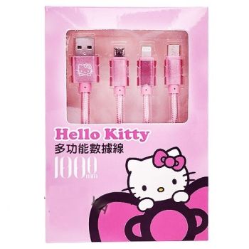 Hello Kitty Micro USB Lightning Cable Charger Connector Android IOS Type-C 3-in-1 Charger Durable Nylon Power Line Cord 1M 3.3FT