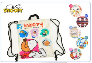 Peanuts Snoopy Drawstring Backpack Rucksack School Bag Pilot #5