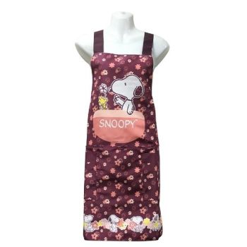 Peanuts Snoopy Women Polyester Apron WOODSTOCK Cooking Kitchen Craft Apron Burgundy Red