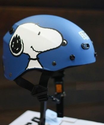Peanuts Snoopy Adult Motorcycle Half Helmet Half Face Skull Cap For Bike Cruiser Chopper Moped Scooter BLUE + Optional Tinted Retractable Visor 