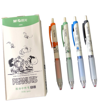 Peanuts Snoopy Quick-Dry Gel Pen 4PC Set Ballpoint Pen Black Ink 0.5MM Comfortable Grip