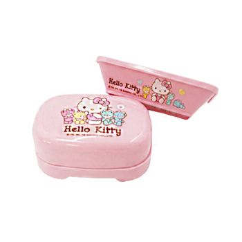 Sanrio Hello Kitty & Teddy Soap Dish With Drain Case Soap Box with Lid 4.9