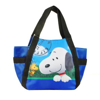The Peanuts Movie Snoopy Woodstock Nylon Lunch Bag Lunchbox Carry Bag Blue