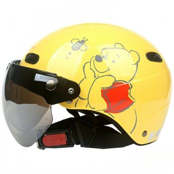 Winnie the Pooh Adult Motorcycle Half Helmet Half Face Skull Cap for Bike Cruiser Chopper Moped Scooter Yellow