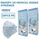 20pcs-peanuts-snoopy-korean-4d-disposable-medical-masks-friends-woodstock-black-bonus-storage-bag-100-mit-anti-dust-filter-breathable-3-layers