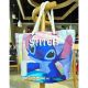 Stitch Canvas Rope Tote Bag Hand Bag Zip Closure Shopping Bag Blue Disney