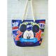 Disney Mickey Canvas Rope Tote Bag Hand Bag Zip Closure Blue Champion
