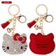 Japan SANRIO Hello Kitty Suede Glittering Leather Keychain Key Ring Hanging Charm Pendant Red