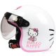 Women 3/4 Motorcycle Helmet Open Face Helmet Vintage Hello Kitty FACE White For Bike Cruiser Chopper Moped Scooter Girls 
