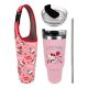 Sanrio Pink Strawberry Hello Kitty Stainless Steel Tumbler Cup Drink Straw w/ Jacket 3PC Set 30 Oz Vacuum Insulated