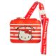 Hello Kitty PU Leather ID Card Holder Tickets Pass Case Coin Bag Neck Strap Red