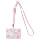 Hello Kitty ID Card Holder Ticket Cases Neck Strap PU Leather Pink Sanrio (Flower Ribbon)