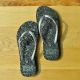Hello Kitty Women's Flip Flop Slippers Thong Capri Shoes Silver-Black #914011