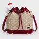 Arnold Palmer X Hello Kitty Blink Bucket Bag PU Leather + Superfine Fiber Burgundy Women Girls Ladies Cross-Body Shoulder Bag Travel Bag