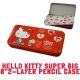 Hello Kitty Ribbon Tin Pencil Box Pen Case Storage Organization 2-Layer BIG 8