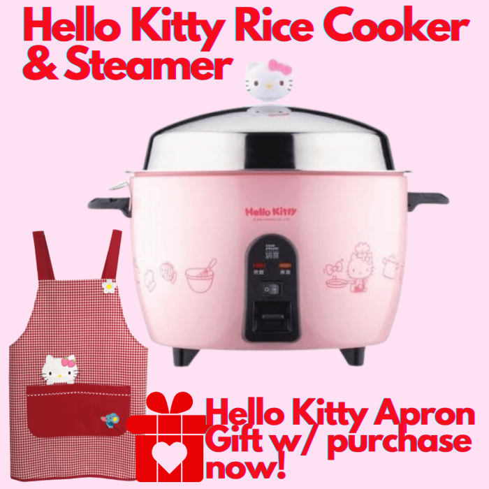 Hello Kitty 15-Cup 316 Pot-Style Rice Cooker & Food Steamer Slow Cooker  Crock Pot Pink + Bonus Kitty Country Apron Gift Inspired by You.