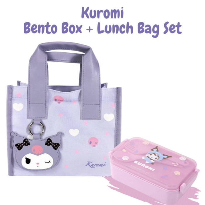 Kuromi My Melody Cinnamoroll 2-Level Bento Box w/Tableware + Lunch Box Bag  Set Inspired by You.