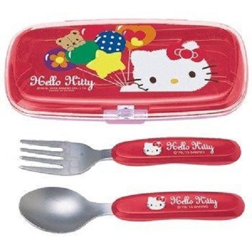 Sanrio Hello Kitty Pink Ribbon Simple Lunch Stainless Utensil Set Spoon & Fork 