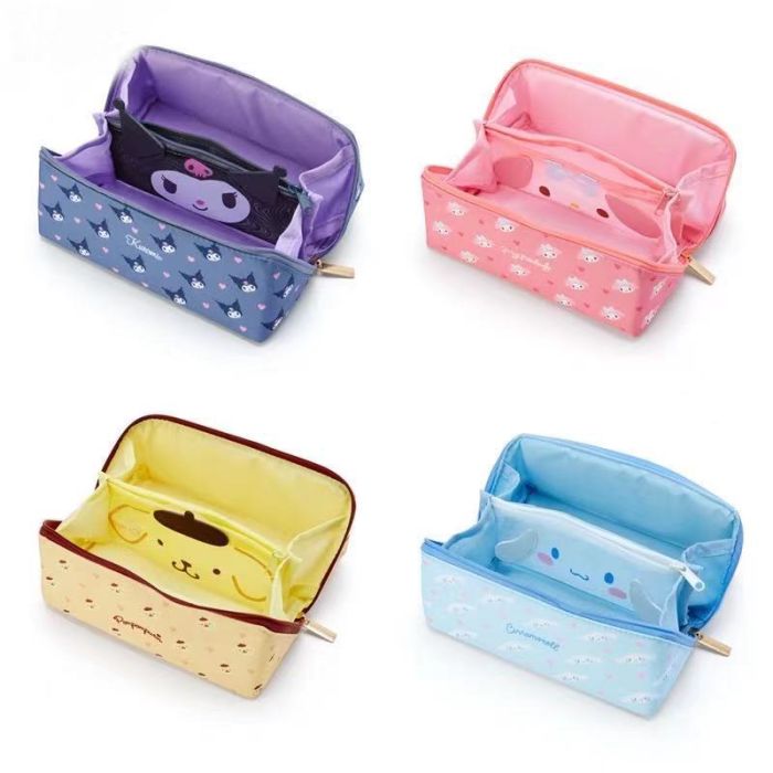 Hello Kitty Kuromi My Melody Pompom Purin Pencil Case Cosmetic Pouch Large  Capacity Pen Bag 3-Compartment for School Teen Girls Women Inspired by You.
