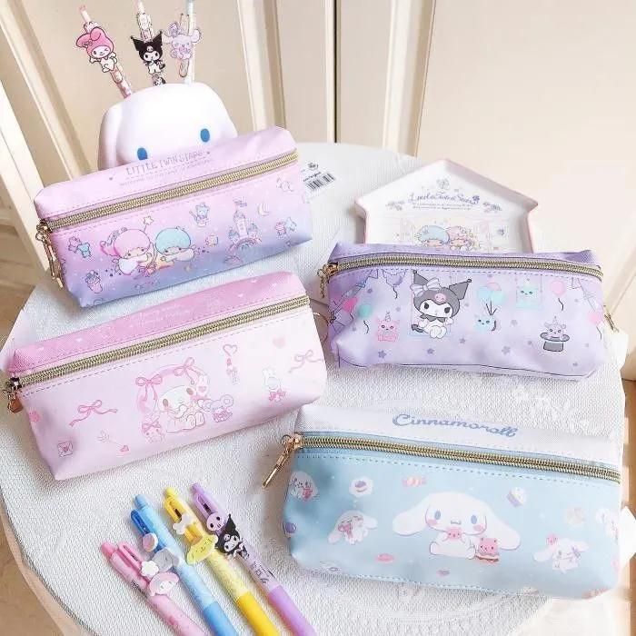 Pencil Case with Sharpener+Pen Cap Hellokitty Two-Side Pen Holder Kid Stationery 