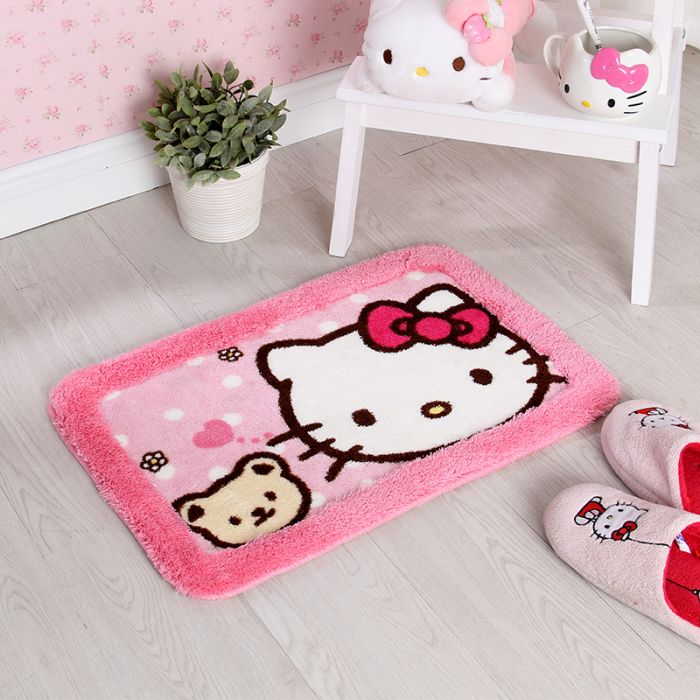 Floor Cushion Mat Fuzzy Pad Rug Big Head Hello Kitty for Bedroom Living room 