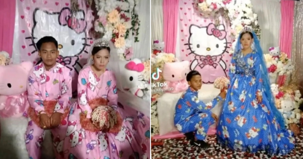 Gloomy-looking Indonesian bride in Hello Kitty themed wedding goes viral on TikTok - Mothership.SG