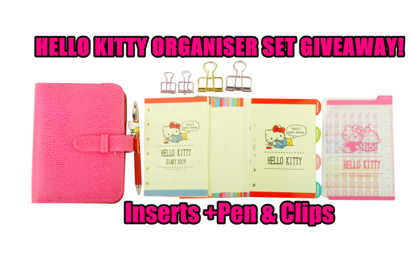 FREE GIVE-AWAY GOING ON NOW ! Pocket Organiser with 2019 Hello Kitty Inserts+Pen+Clips Set